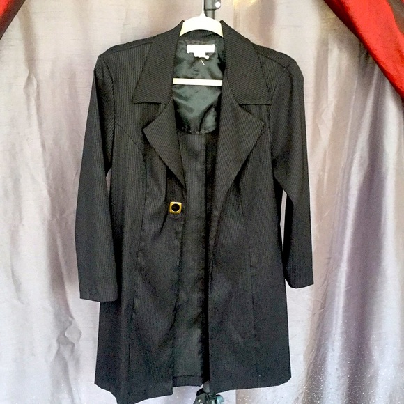 dawn joy fashions Jackets & Blazers - Dawn Joy Black Pinstriped Coat